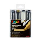 Posca PC-8K Marker set – Zwart/wit/goud/zilver