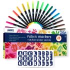 QBIX Permanente Textielstiften set - 26 kleuren incl. 48 klevende stencils