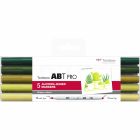 Tombow ABT PRO Marker set van 5 groen tinten