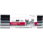 Tombow ABT PRO Marker set van 5 koud grijze kleuren