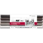 Tombow ABT PRO Marker set van 5 warm grijze kleuren