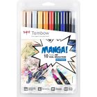 Tombow Dual Brush Pen Manga Schonen set van 10 kleuren