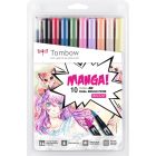 Tombow Dual Brush Pen Manga Shojo set van 10 kleuren