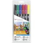 Tombow Dual Brush Pen set van 6 Primaire kleuren