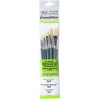 Winsor & Newton Foundation platte Olieverf penselen set van 6 stuks met korte steel