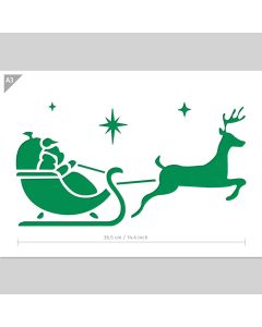 A3 Kerstman Rendier Slee Sjabloon