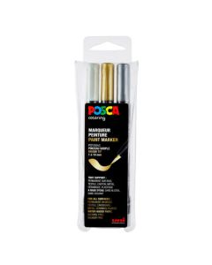 Posca Brush Marker Wit/Goud/Zilver Set – PCF-350