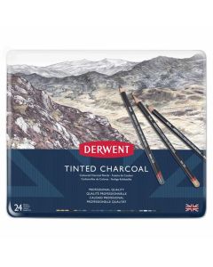 Derwent Tinted Charcoal 24 Potloden Blik