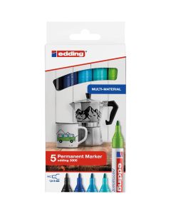 Edding 3000 permanent marker set van 5 koude kleuren