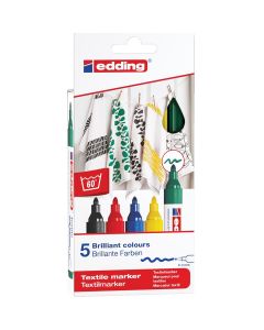 Edding 4500 textielmarker set van 5 basiskleuren
