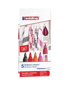 Edding 4500 textielmarker set van 5 warme kleuren