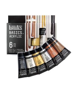 Liquitex Basics Acrylverf set van 6 metallic kleuren - 22ml