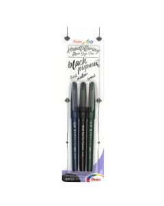 Pentel Brush Pen Black Ink Edition set van 3