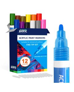 QBIX Acryl Paint Marker Set Fine Tip - 12 Kleuren