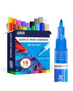 QBIX Acryl Paint Marker Set Fine Tip - 18 Kleuren