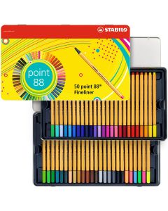 STABILO fineliner point 88 set van 50 in metalen doos