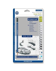 Staedtler Mars Lumograph 100 set van 6 potloden + Puntenslijper en Gum