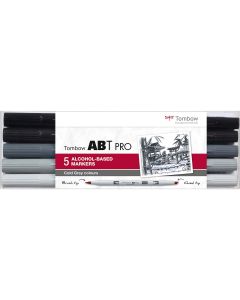 Tombow ABT PRO Marker set van 5 koud grijze kleuren