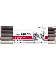 Tombow ABT PRO Marker set van 5 warm grijze kleuren