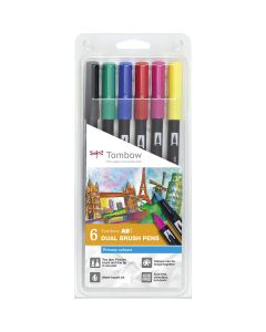 Tombow Dual Brush Pen set van 6 Primaire kleuren