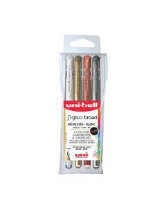 Uni-Ball Signo broad gel pen set van 4 metallics