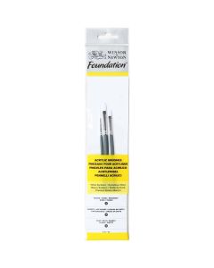 Winsor & Newton Foundation Platte Acrylverf penselen set van 3 stuks met korte steel