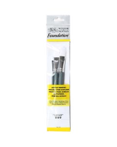 Winsor & Newton Foundation Acrylverf penselen set van 3 stuks - plat met korte steel