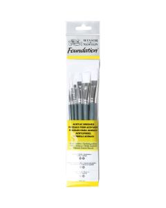 Winsor & Newton Foundation Acrylverf penselen set van 6 stuks met lange steel