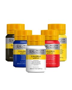 Winsor & Newton Galeria Acrylverf 250ml - Set van 5 Basiskleuren