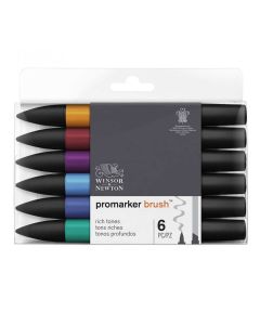 Winsor & Newton Promarker Brush set van 6 Diepe tinten