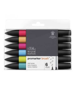 Winsor & Newton Promarker Brush set van 6 Midden tinten