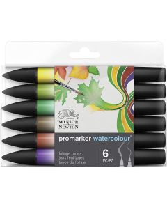 Winsor & Newton Promarker Watercolour Foliage set van 6 aquarelstiften