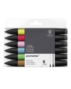 Winsor & Newton Promarker set van 6 Midden tinten