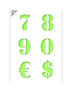 Cijfersjabloon - 7 8 9 0 $ € - A3 Formaat