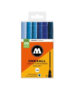 Molotow ONE4ALL Acrylstiften Blue Set van 6 Blauw tinten - 2mm