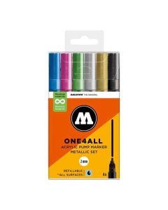 Molotow ONE4ALL Acrylstiften Metallic Set van 6 tinten - 2mm