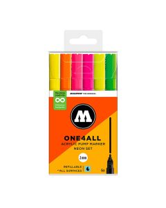 Molotow ONE4ALL Acrylstiften Neon Set van 6 Fluor tinten - 2mm