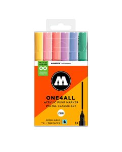 Molotow ONE4ALL Acrylstiften Pastel Classic Set van 6 tinten - 2mm