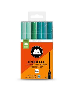 Molotow ONE4ALL Acrylstiften Tropical Set van 6 Aqua tinten - 2mm