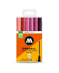 Molotow ONE4ALL Acrylstiften Pink Set van 6 Roze tinten - 2mm