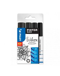 Pilot Pintor Welcome Set Zwart 4 Stuks - EF/F/M/B