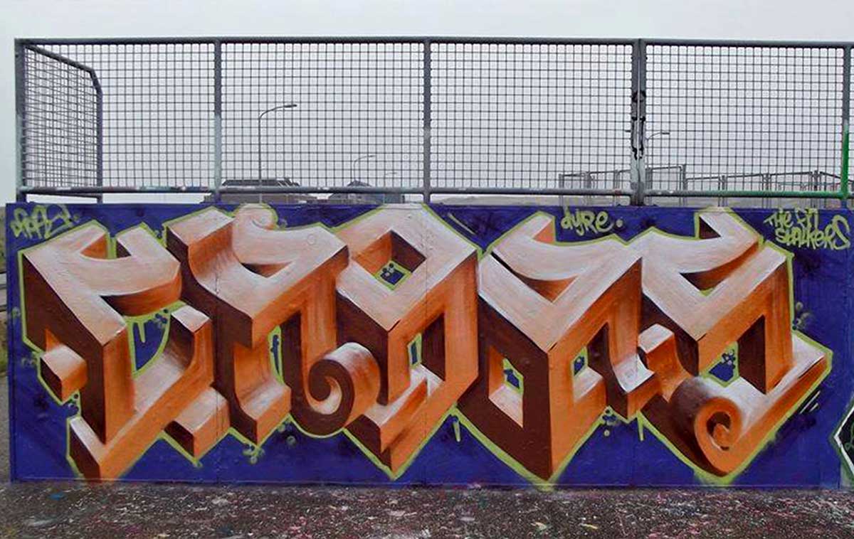 graffiti artiest Croas wall piece lettering