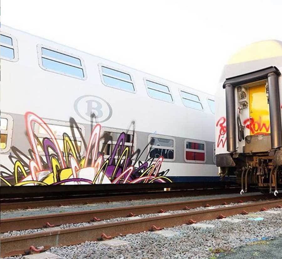 Momies graffiti Panel train grey