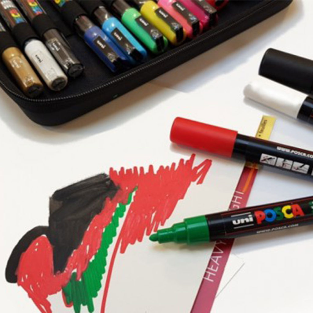 posca markers on leather