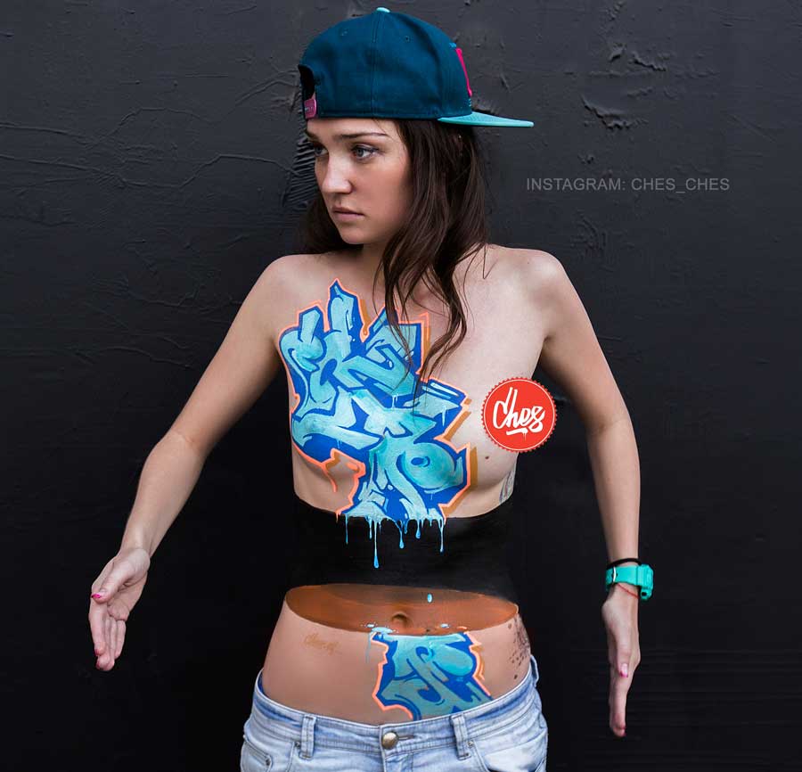 Graffiti Bodypaint girl by ches