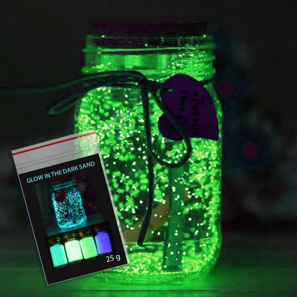 Glow in the dark korrels - Groen Lichtgevend zand - Per 25gr - Suitup Art Supplies