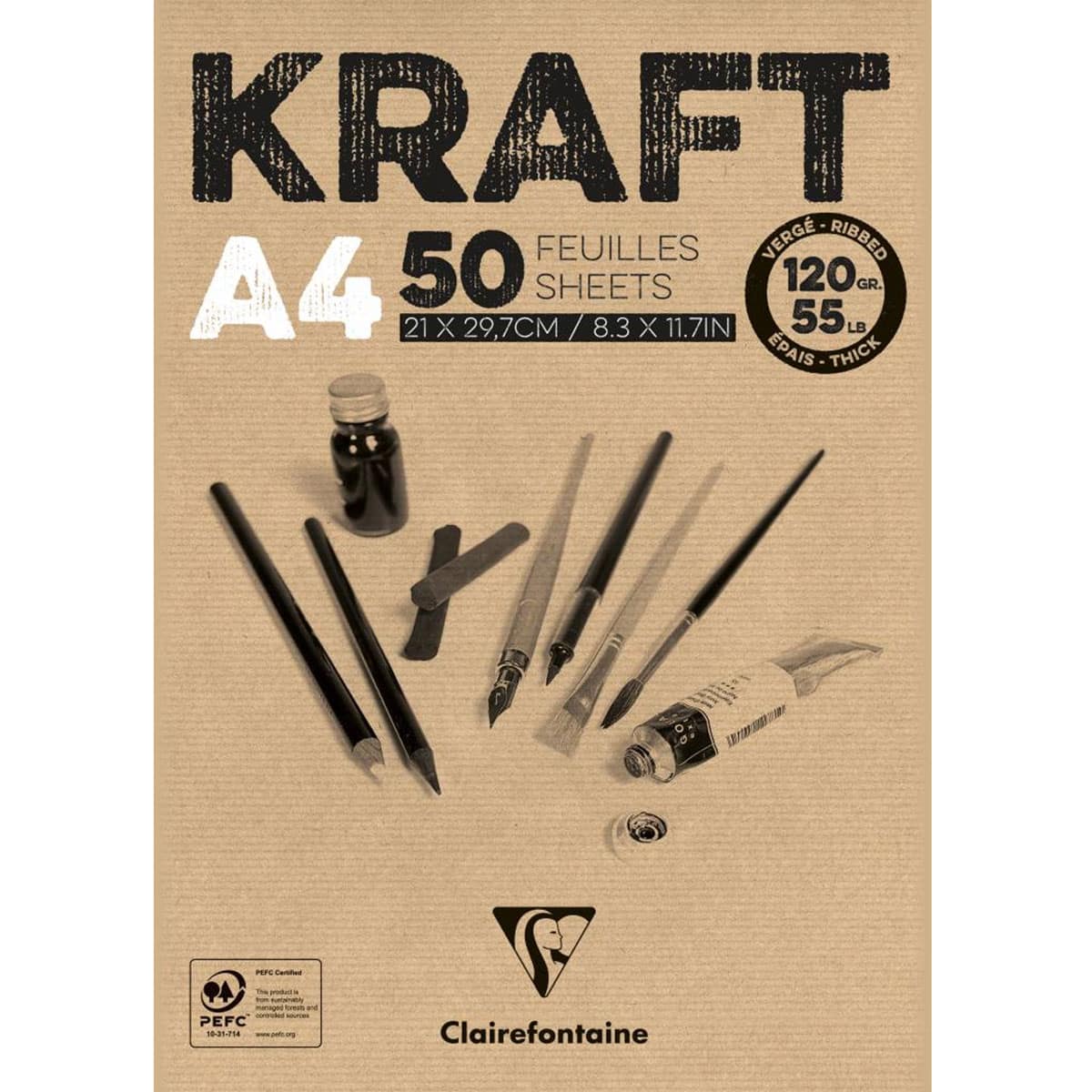 Literatuur Roux Tien jaar Clairefontaine Kraftpapier A4 Blok - Bruin - Suitup - Art Supplies