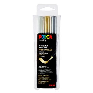 Posca Brush Marker Wit/Goud/Zilver Set - PCF-350