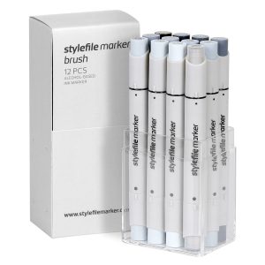 Stylefile Twin Marker Brush 12er Set Cool Grey