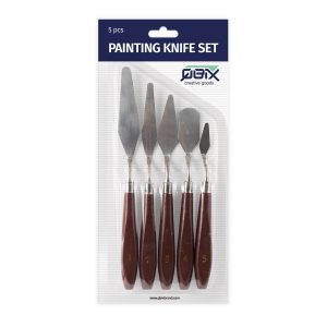 QBIX Paletmessen set voor schilderen - 5 stuks met houten handvat